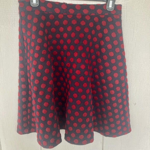 ModCloth A-Line polka dot sweater skirt in navy/red size M - Picture 2 of 5